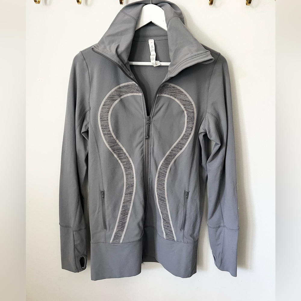 Lululemon Athletica long zip up grey jacket
